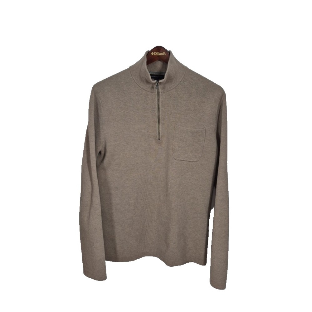 Banana Republic 1/2‎ Zip Mens Large Brown Cool Max Long Sleeve Pullover